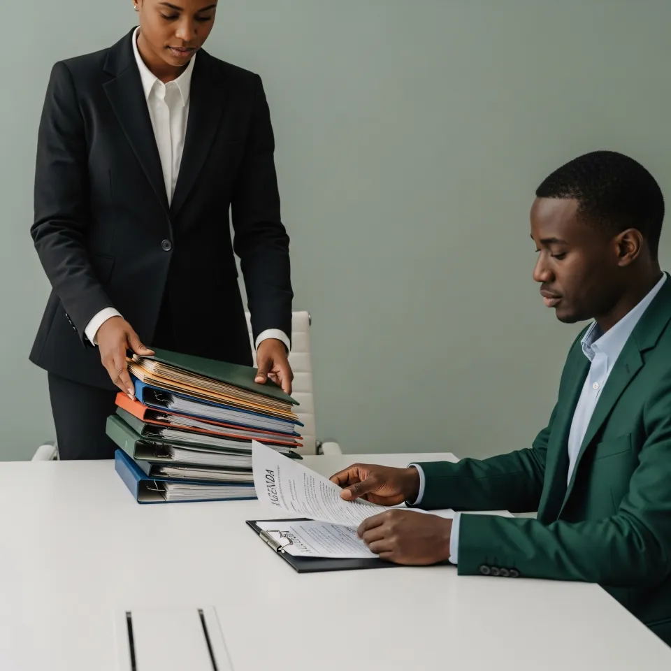 Consultant and client discussing plans